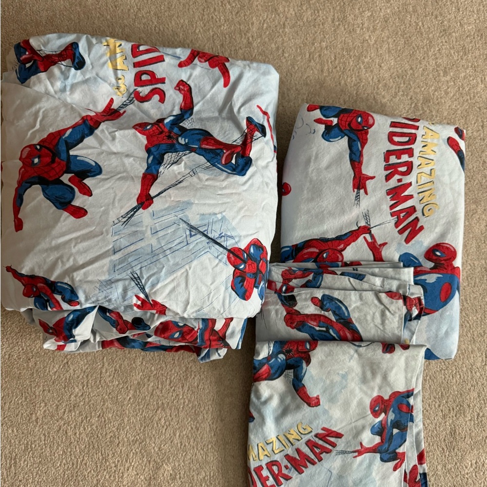 Pottery Barn Kids full size Spider-Man sheet set